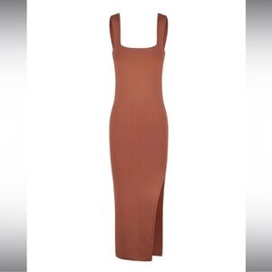 Shona Joy Square Neck Midi Dress in Clay / dusty rose